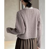 ハート刺繍ケーブルニットクルーネックカーディガン | rps | 詳細画像26 