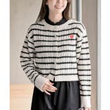 ハート刺繍ケーブルニットクルーネックカーディガン | rps | 詳細画像32 