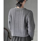 ハート刺繍ケーブルニットクルーネックカーディガン | rps | 詳細画像8 