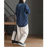 インディゴ裏毛布帛切替ジップパーカー | rps | 詳細画像12 