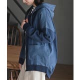 インディゴ裏毛布帛切替ジップパーカー | rps | 詳細画像14 