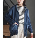 ネイビー | インディゴ裏毛布帛切替ジップパーカー | rps