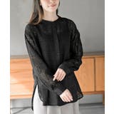 ブラック | レースノーカラーブラウス | rps