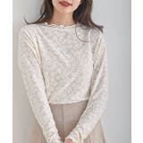 アイボリー | 花柄シアーボトルネックカットソー | rps