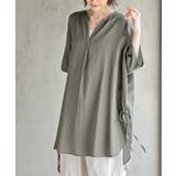 カーキ | サイドリボンスキッパーブラウス | rps