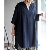 ネイビー | サイドリボンスキッパーブラウス | rps