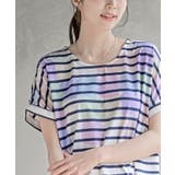 水彩ブロックプリントタックTシャツ | rps | 詳細画像14