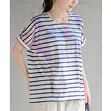 ボーダー | 水彩ブロックプリントタックTシャツ | rps