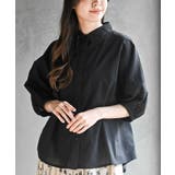 ブラック | 袖刺繍切替ブラウス | rps
