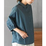 ブルー | 袖刺繍切替ブラウス | rps