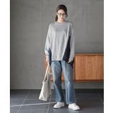 裏毛×ストライプ切替コクーンチュニック | rps | 詳細画像10 