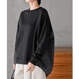 ブラック | 裏毛×ストライプ切替コクーンチュニック | rps