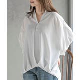 パール付きスキッパー裾タック7分袖ブラウス | rps | 詳細画像1
