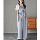 サックス | 多釦ビスチェ×ワイドパンツセットアップ | rps