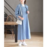 サックス | ドロスト8分袖シャツ×キャミワンピースデニムセットアップ | rps