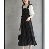 ブラック | リボン付きシャーリングキャミワンピース | rps