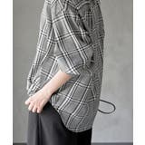 ＢＡＣＫレースアップ裾タックチェックブラウス | rps | 詳細画像15 