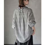 ＢＡＣＫレースアップ裾タックチェックブラウス | rps | 詳細画像16 