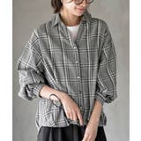 ブラック | ＢＡＣＫレースアップ裾タックチェックブラウス | rps