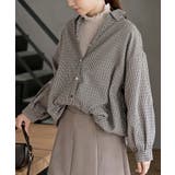 ブラウン | ＢＡＣＫレースアップ裾タックチェックブラウス | rps