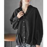 ブラック | ＢＡＣＫレースアップ裾タックブラウス | rps