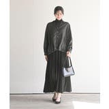 BACKレースアップ細コール裾タック多釦ブラウス | rps | 詳細画像10