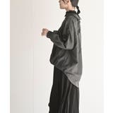 BACKレースアップ細コール裾タック多釦ブラウス | rps | 詳細画像11