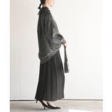 BACKレースアップ細コール裾タック多釦ブラウス | rps | 詳細画像13