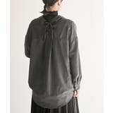 BACKレースアップ細コール裾タック多釦ブラウス | rps | 詳細画像16