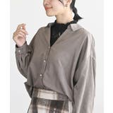 BACKレースアップ細コール裾タック多釦ブラウス | rps | 詳細画像23