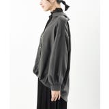 BACKレースアップ細コール裾タック多釦ブラウス | rps | 詳細画像26