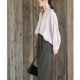 BACKレースアップ細コール裾タック多釦ブラウス | rps | 詳細画像3