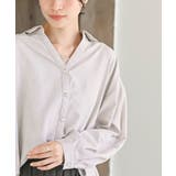 BACKレースアップ細コール裾タック多釦ブラウス | rps | 詳細画像6