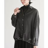 CHACグレー | BACKレースアップ細コール裾タック多釦ブラウス | rps