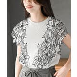 オフホワイト | フラワーレース袖リブTシャツ | rps