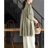 バンドカラーコットンフレアーロングブラウス | rps | 詳細画像12 