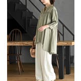 バンドカラーコットンフレアーロングブラウス | rps | 詳細画像14 