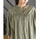 バンドカラーコットンフレアーロングブラウス | rps | 詳細画像15 