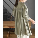 バンドカラーコットンフレアーロングブラウス | rps | 詳細画像17 