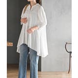 バンドカラーコットンフレアーロングブラウス | rps | 詳細画像3 