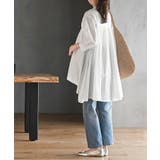 バンドカラーコットンフレアーロングブラウス | rps | 詳細画像4 