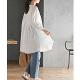 バンドカラーコットンフレアーロングブラウス | rps | 詳細画像5 