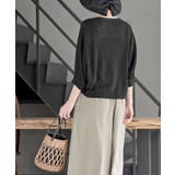 格子編み前リボン５分袖ニットカーディガン | rps | 詳細画像12 