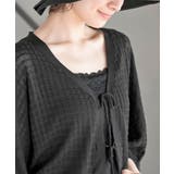 格子編み前リボン５分袖ニットカーディガン | rps | 詳細画像14 