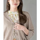 格子編み前リボン５分袖ニットカーディガン | rps | 詳細画像22 