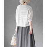 格子編み前リボン５分袖ニットカーディガン | rps | 詳細画像4 