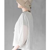 格子編み前リボン５分袖ニットカーディガン | rps | 詳細画像7 