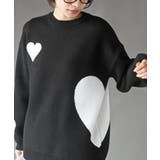 ブラック | ハートジャガードワイドニットプルオーバー | rps