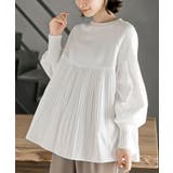 オフホワイト | Ａラインプリーツ切替ニットプルオーバー | rps