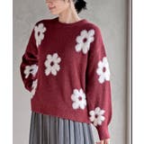ボルドー | フラワーシャギーニットプルオーバー | rps